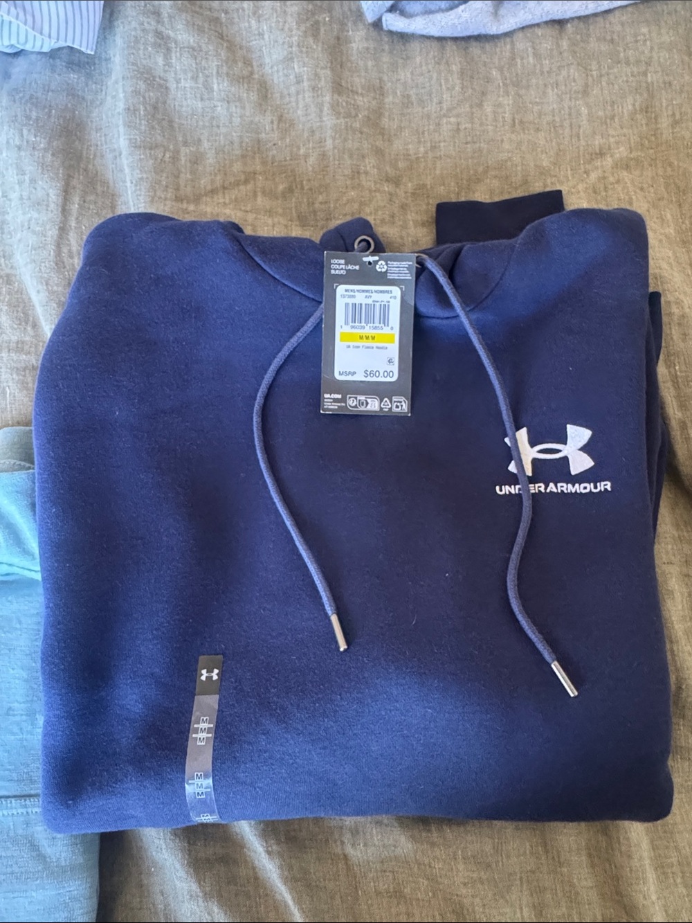 Unworn with Tag Under Armour Navy Pullover Hoodie with White Logo